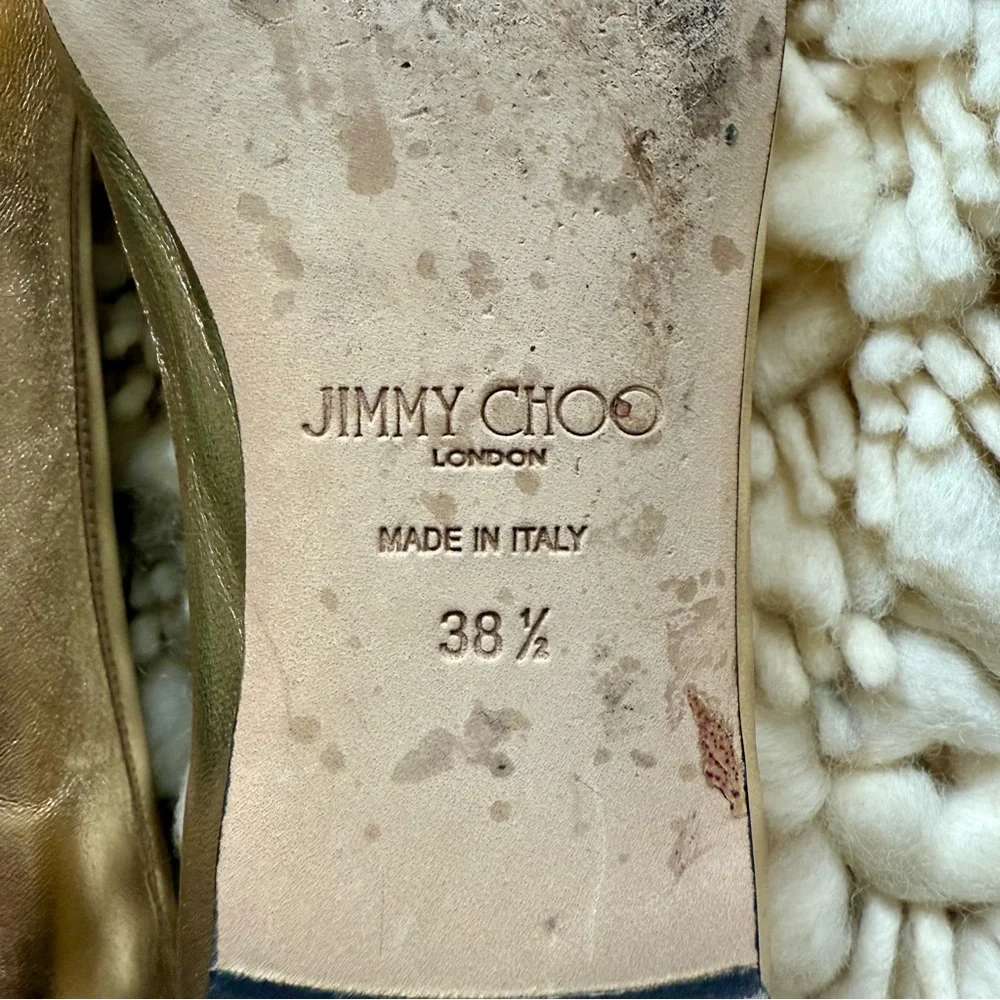 Jimmy Choo Elme Metallic Leather Ballet Flats - Picture 9 of 10